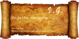 Vojnits Gergely névjegykártya